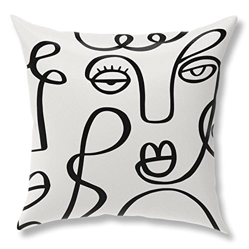 Zcyxuuw Minimalist Woman Face Line Art Throw Pillow Covers, Pillow Covers 18X18, Set Of 4 Abstract Face Line Pillowcase, Decorative Pillow Cushion Covers For Couch, Bed, Sofa, Car Seat, Bedroom, Home #TOP2