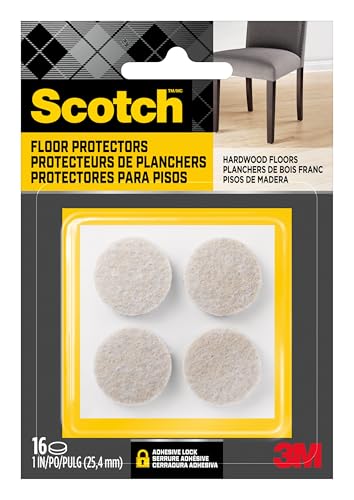 Scotch Brand Felt Pads, By 3M, Round, 1 In. Diameter, Beige, 16/Pack