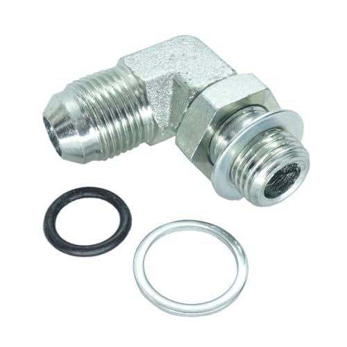 Image of 1 Piece Hydraulic Fitting 1 /2 Male JIC (3 /4 inch-16) X M16 x 1.5 Male Metric 90 Degree Elbow Adapter