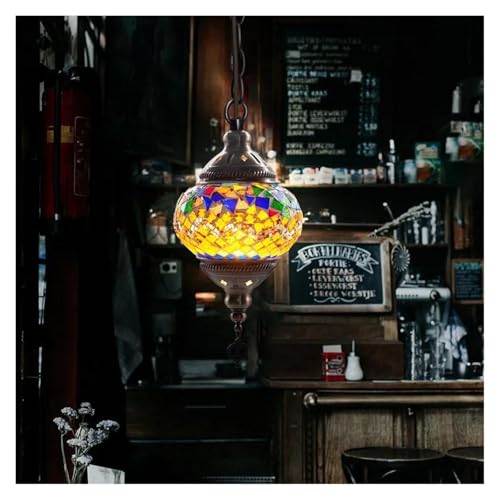 Suspension turque en verre mosaïque artisanale luminaire haut de gamme style méditerranéen