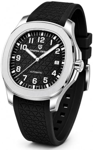 LACZ DENTON Pagani Design YS031 Automatic Men's Watch Miyota 8215 Mechanical Movement 41mm Stainless Steel Analog Wrist Watches for Men, Synthetic Sapphire Dial Glass, 100M Waterproof, Rubber Strap