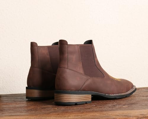 Image of Santimon Men's Square Toe Chelsea Boots, Ankle High, Slip-On, Anti-Slip Dress Casual Outdoor Boots