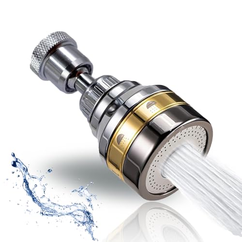 Swivel Faucet Extender Rotatable Faucet Aerator 3 Mode Splash Water Extension 360° Big Angle Rotate Kitchen Sink Faucet Attachment Chrome Surface Suitable for Kitchen Garden and Bathroom