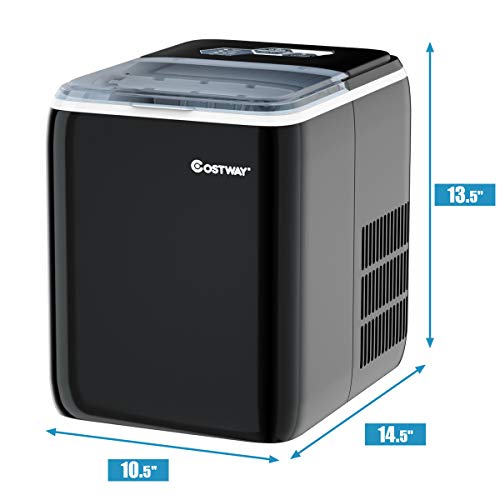 Costway Ice Maker Countertop With Self-Clean Function, Make 44 Lbs Ice In 24 Hours, Ice Cubes Ready In 8.5 Mins, Ideal For Bar Home And Office, Portable Ice Machine With Ice Scoop And Basket, Black #TOP4