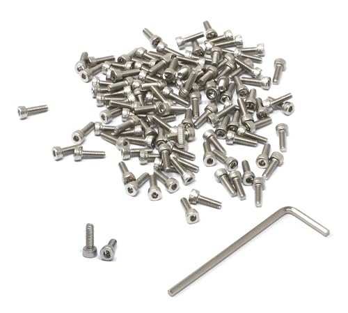 Image of iexcell 100 Pcs M2.5 x 8mm Thread Pitch 0.45 mm Stainless Steel 304 Hex Socket Head Cap Screws Bolts Kit