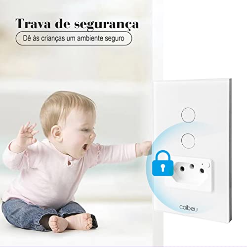 Interruptor Inteligente WiFi com Tomada, Interruptor Smart Sem Fio Doméstico Multifuncional, Control