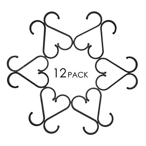 WINCANG 12 Pack S Hooks Black Aluminum S Shaped Hooks Heavy Duty Lightweight S Hanging Hangers Hooks for Pots, Pans,Plants, Cups, Bags,Clothes,Towels