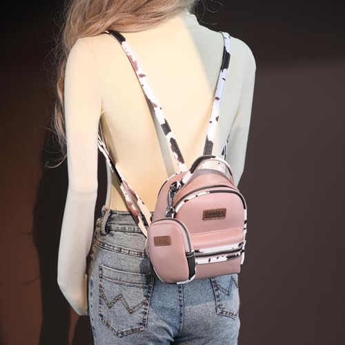 Image of Montana West Wrangler Mini Backpack Cute Cow Print Backpack Purse for Girls and Women, Pink WG102-8600PK