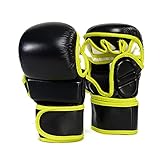 X-Fitness XF2001 7 oz MMA Hybrid Sparring Gloves-BLK/Green