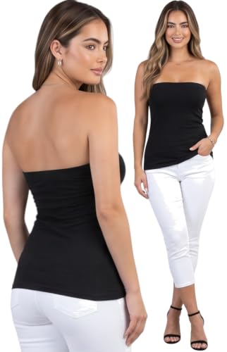 Image of ToBeInStyle Women's Cotton-Spandex Blend Stretchy Tube Top