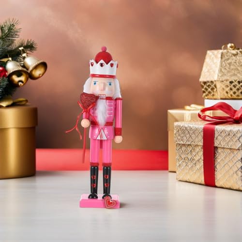 Casse-Noisettes en Bois Rose 37cm Décoration Cheminée et Saint-Valentin