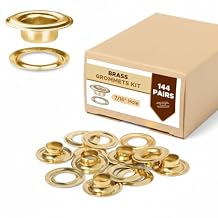 Tarps Now Heavy-Duty Grommet #3 7/16" Hole with Plain Washers - Rust Proof Brass Grommets for Tarp Repair or Addition and Replacement, 144 Pairs