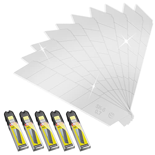 50-Pack 25MM Utility Knife Blades, Snap off Knife Blades for Retractable Box Cutters and Knife, SK5 Blades in Bulk Pack. 10pc ×5c