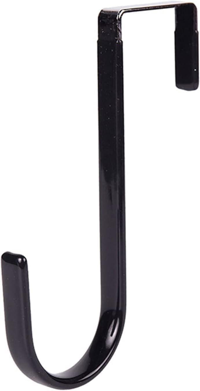 Black Wreath Hanger - Strong Bearing Fall Wreath Christmas Halloween Decorations Carbon Steel Wreath Door Hook 5" Height Wreath Hangers, Front Door Metal Over The Door Single Hook, Home Décor Accents