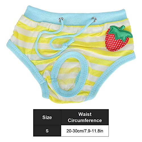 Image of Washable Pet Diapers Size S for Small Pigs Dogs, Adjustable Reusable Physiological Pants with Strawberry Pattern, Leak Proof Sanitary Underwear for Female Pet in Heat or Incontinen
