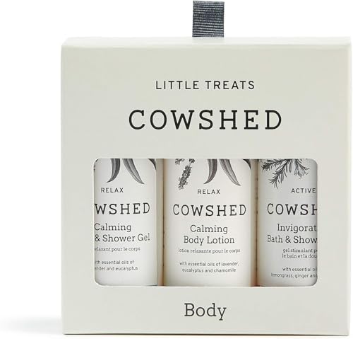 Cowshed Little Treats Shower Gel & Body Lotion Set, 3 x 30ml - Vegan Travel-Size Body Wash & Moisturising Body Lotion - Paraben-Free Bath & Body Gift Set