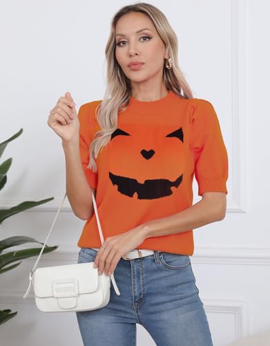 Women's Puff Sleeve Knit Top with Heart - Casual Spring & Summer Lightweight Sweater for Women3