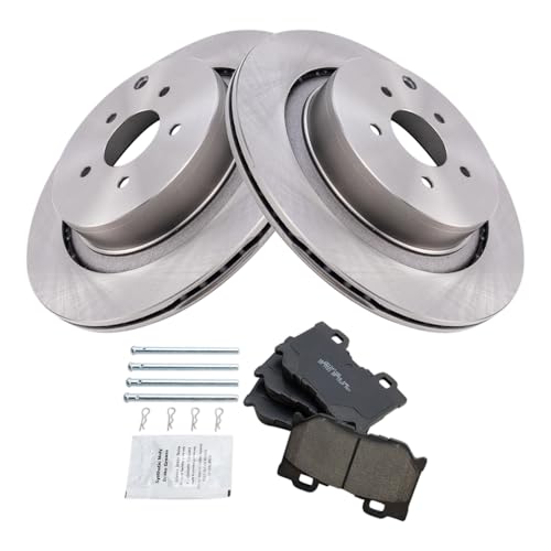 Image of TRQ Rear Brake Pad and Rotor Set Ceramic Compatible with 2009-2013 Infiniti FX50 2011-2013 M37 M56 2014-2019 Q50 2017-2018 Q60 2014-2017 Q70 2015-2019 Q70L 2014 Infiniti QX70