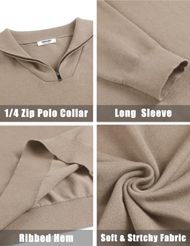 COOFANDY Mens Quarter Zip Pullover Quilted Pullover Casual Knit Long Sleeve Mock Neck Sweater Polo4