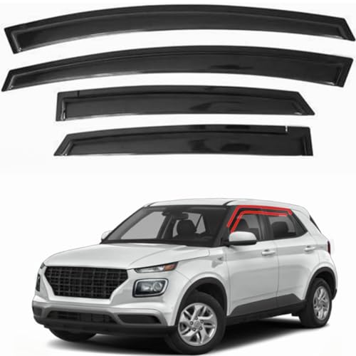 ZZDSNJ Tape-On Window Visors 4-Piece Compatible with 2020-2025 Hyundai Venue Sun Rain Guards Shield Shade Smoke