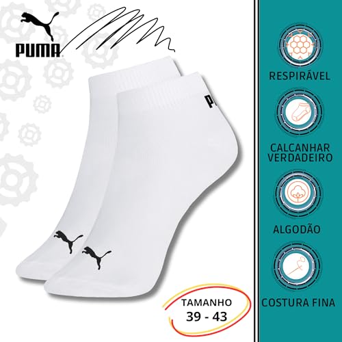 Kit 09 Pares de Meia Puma Soquete Algodão Masculino Adulto | 39-43 | 3 Branca - 3 Cinza - 3 Preta