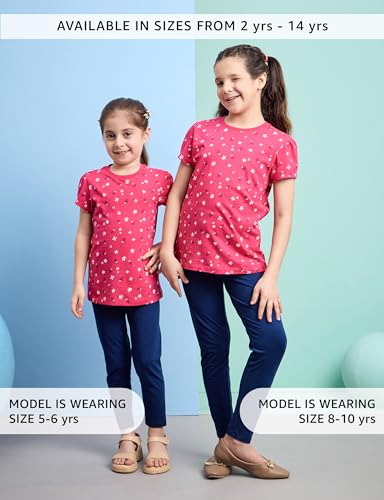 Image of Amazon Brand - Symbol Girl's Cotton Jersey Stretchable Leggings | Ankle Length | Aged 2-14 Years
