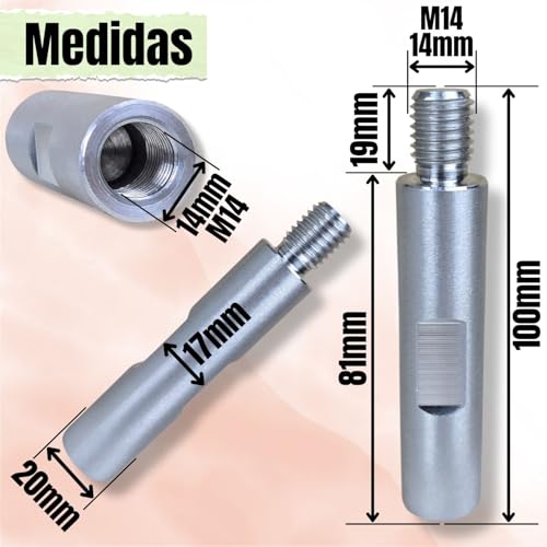 Haste Alongador Prolongador Extensão 10cm Parafuso M14 / M14 pra Politriz Rotativa Esmerilhadeira Li