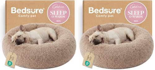 Image of Bedsure Calming Dog Bed Medium Size Dog Donut Washable Pet Bed,30in 2 Pack | Fluffy Faux Fur Round Cuddler,Machine Washable,Anti-Slip Bottom,Anti-Anxiety,Deep Sleeping for Pets Up to 45 Lbs