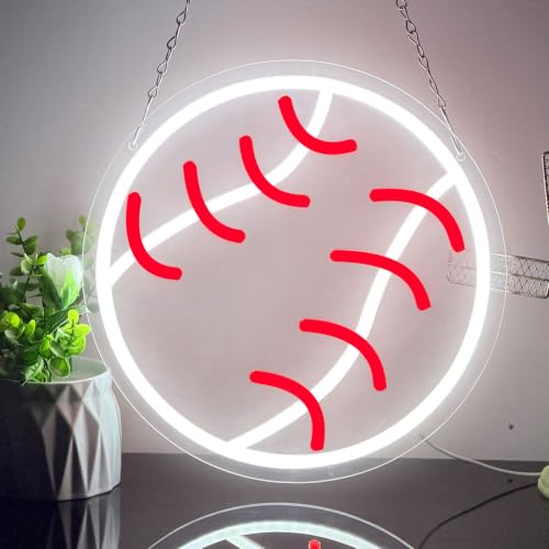 Image of Baseball Neon Lights Dimmable Sport LED Signs Wall Decor for Living Room Bedroom Man Cave Home College Club Shop Birthday Party Gift Art for Kids Fans-12.2 x 12.2IN-USB Powered-Acrylic
