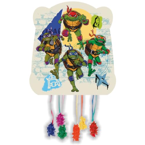 Piñata Cumpleaños Infantil – Varios Diseños Divertidos para Niños y Niñas – Ideal como Decoración de Fiestas y Celebraciones (Tortugas Ninja)