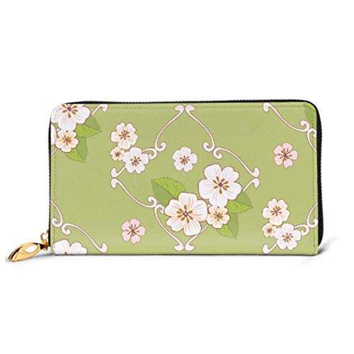 Preisvergleich Produktbild JHGFG Mode Handtasche Reißverschluss Brieftasche Frühlingsblumen Kirschbaum Telefon Kupplung Geldbörse Abendkupplung Blockieren Leder Brieftasche Multi Card Organizer