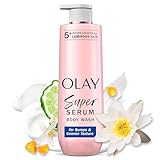 Olay Super Serum Body Wash for Rough & Bumpy Skin, 24hr Long Lasting Rich Hydration, 5+ Ingredient Complex for Bright, Even, Firm, & Luminous Skin, with Collagen Peptide, BHA/AHA & Vitamin C, 20 fl oz
