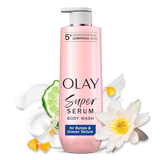 Olay Super Serum Body Wash for Rough & Bumpy Skin, 24hr Long Lasting Rich Hydration, 5+ Ingredient Complex for Bright, Even, Firm, & Luminous Skin, with Collagen Peptide, BHA/AHA & Vitamin C, 20 fl oz