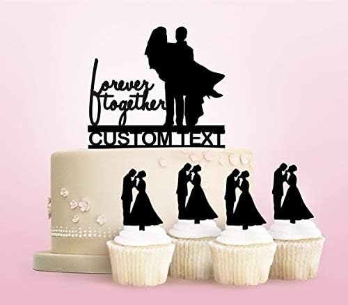 TC0062 Forever Together Party Wedding Birthday Acrylic Cake Topper Cupcake Toppers Decor Set 11 pcs with Personalized Your Name