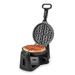DASH Flip Belgian Waffle Maker – 1” Thick Waffle Mold, Nonstick Waffle Iron with Quick Heat-Up, Surface – Rotating Belgian Waffle Maker for Kids and Families, Just Add Batter (Black)