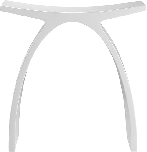 Miniatura 2 de Kingston Brass KBSSA17917 Descanso - Taburete de baño arqueado de superficie sólida, blanco mate 16.56 x 9.06 x 17.13