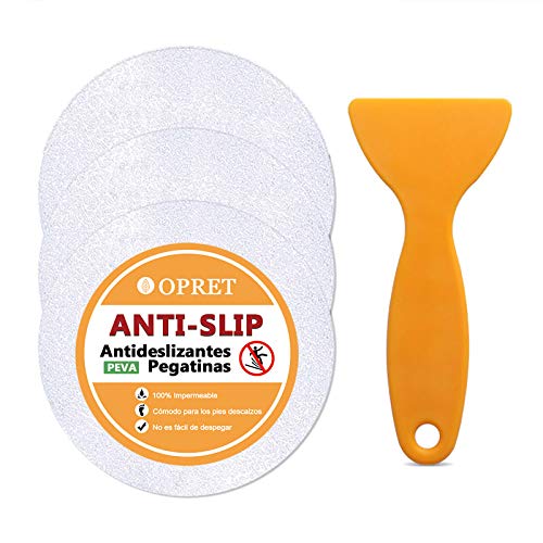 Opret 20 pcs Pegatinas Antideslizantes para Bañera, Ducha y Escaleras 10cm de Diámetro Grandes Transparentes Puntos Adhensive con Raspador, Ofrecemos Baño Seguro para Bebe y Adulto