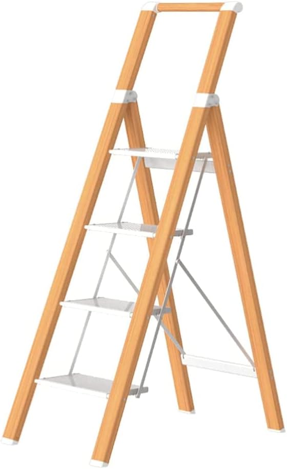 Stylish Telescoping Ladders Wide Step Ladders with Armrests Folding Ladder Easy Storage Home Step Ladders 330 Lbs