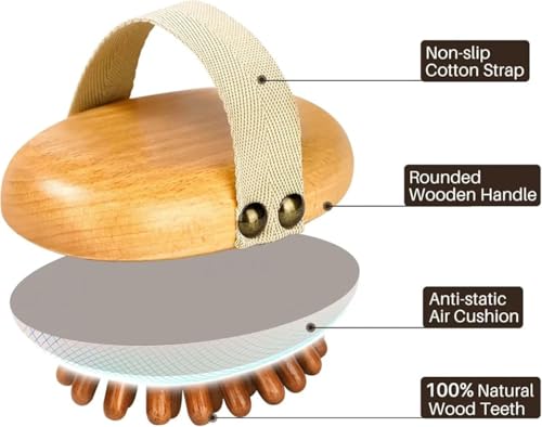 Image of Wooden Scalp Massager Comb for Hair Growth and Dandruff Control Manual Head Hair Massager Brush for Men and Women Natural Wood Scalp Massage Comb for Daily Hair Care Pack of 1 (Brown)