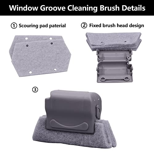 Image of Koishu Magic Window Groove Cleaning Brush, Hand-held Window Track Cleaner Brushes Tools Set, Sliding Door Track Cleaner, Sill, Tile Lines, Shutter, Car Vents, Keyboard, Small Spaces Clean