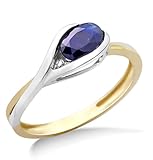 Miore- Anello in oro bicolore (9 carati) con zaffiro 0.65 carati, blu, 10 1/4