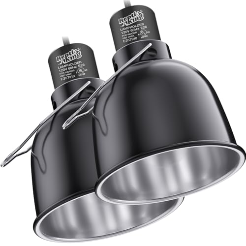 ReptiKing Reptile Light Fixture, 2-Pack 5.5'' Deep Dome for Reptile Light/Heat Lamp/UVB Light, Dual Heat Lamp Holder Fixtures