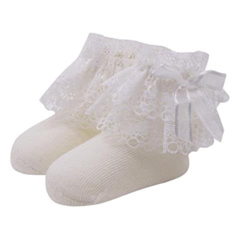 Kolylong Baby Kids Girls Princess Lace Bowknot Socks ✿ Comfortable Soft Cotton Lace Baby Short Socks Ankle Socks (White) Cover