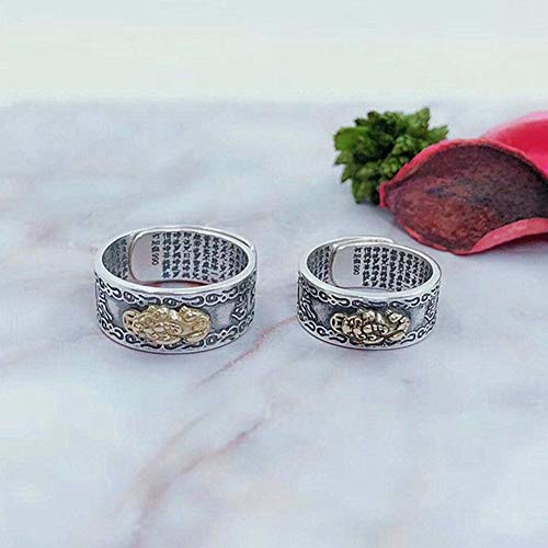 JAJAFOOK 990 Sterling Silver FENG Shui PIXIU MANI Amulet Lucky Wealth Buddhist Jewelry Adjustable Ring4