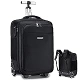 SPAHER Mochila para portátil con Ruedas,Mochila con Ruedas de Viaje Resistente al Agua para Hombres Mujer, Mochila Viaje Cabina Avion 45x36x20,Compatible para Laptop de 17 Pulgadas, Negro