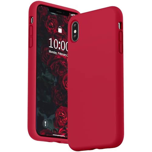 SURPHY Designed for iPhone Xs Max Case, Thickened Liquid Silicone Phone Case for iPhone Xs Max 6.5 inches, Red