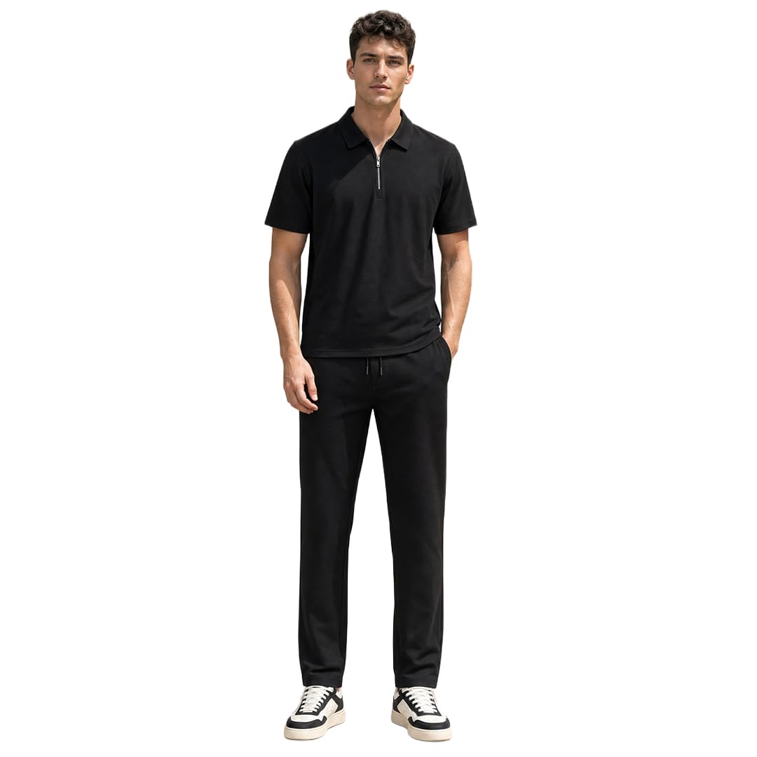 nobero Men Relaxed Fit Voyage Zip Polo and Joggers Co-ord Set(1M-LWCS-R0471-BL7_Black_3XL)-picture-29