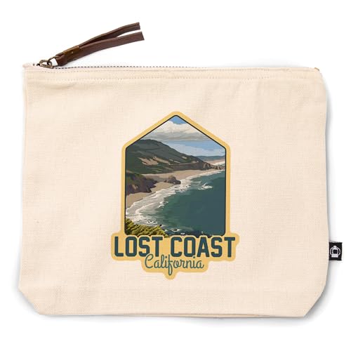 Lantern Press Lost Coast, California, Coastal Scene, 100% Cotton Zipper Pouch, Travel Accessory, Go Bag