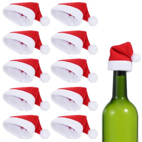 Lusofie 10 Stück Mini Weihnachtsmützen zum Basteln Weinflaschen...