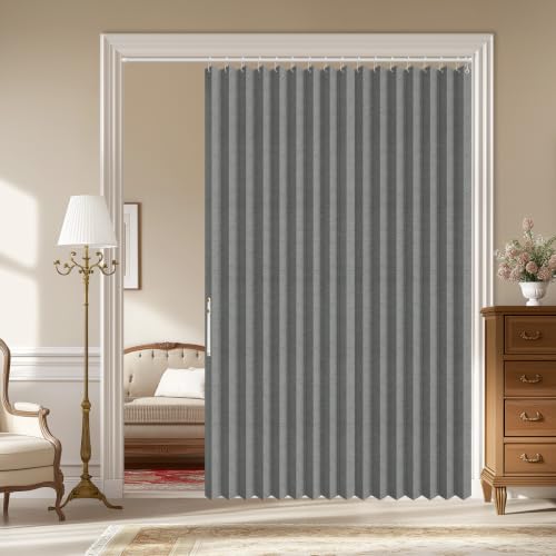 Image of AJAZZ Blackout Magnetic Door Curtain Accordion Doors Interior Closet Door Curtain Invisible Applicable Bedroom Room Living Room Doorway (Dark Grey 72 inch W x 78 inch L) 1 Panel
